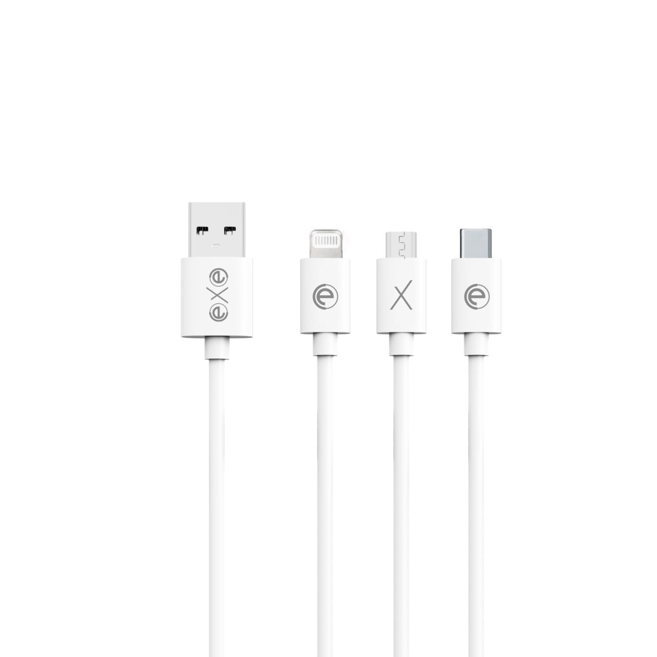 Exe 2.4A Output Lightning / Type C / Micro USB Uçlu Şarj Kablosu