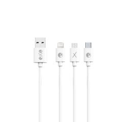 Exe 2.4A Output Lightning / Type C / Micro USB Uçlu Şarj Kablosu