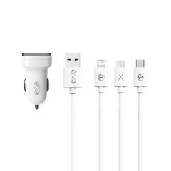 Exe 2.4A Çift USB Üniversal Araç İçi Şarj Aleti Çoklu Kablolu