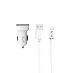 EXE 2.4A Çift USB Araç İçi Şarj Aleti Lightning Kablolu