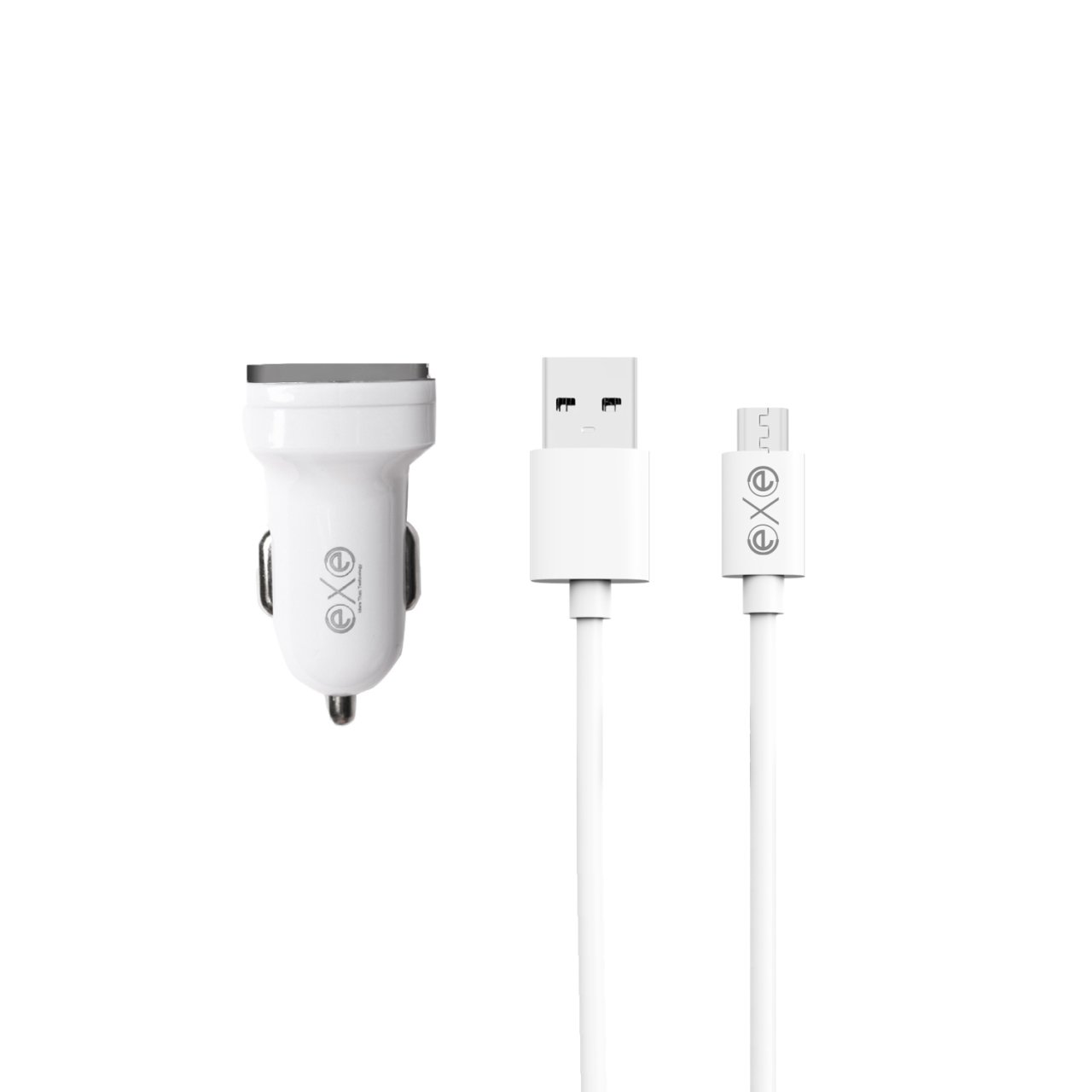EXE 2.4A Çift USB Araç İçi Şarj Aleti Micro USB Kablolu