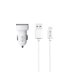 EXE 2.4A Çift USB Araç İçi Şarj Aleti Micro USB Kablolu