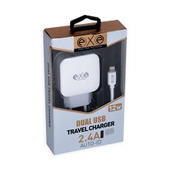 EXE 2.4A Çifrt USB Universal Şarj Aleti Lightning Kablolu