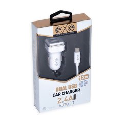 EXE 2.4A ÇİFT USB ARAÇ İÇİ ŞARJ ALETİ TYPE C KABLOLU