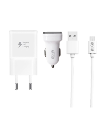EXE 3 in 1 Çift USB Araç ve Ev Şarj Aleti Seti Micro USB Kablolu