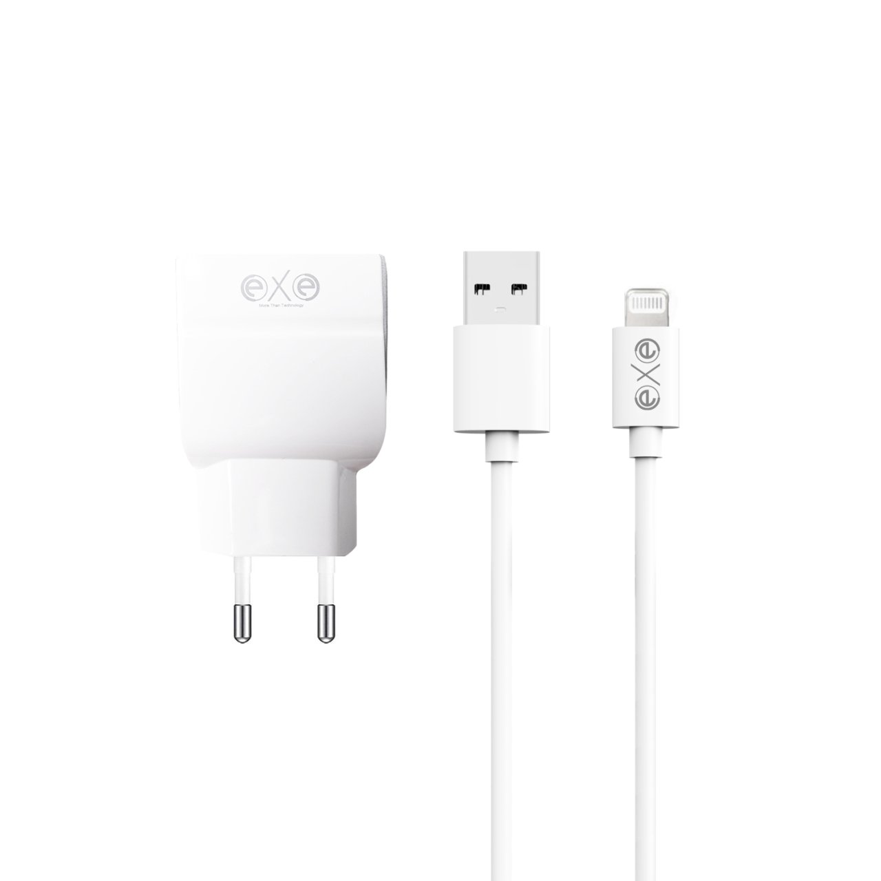 EXE 2.4A Çift USB Üniversal Şarj Aleti Lightning Kablolu