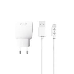 EXE 2.4A Çift USB Üniversal Şarj Aleti Lightning Kablolu