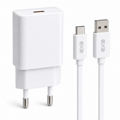 EXE 25W PD Süper Hızlı Şarj Seti USB-C Type-C Kablolu Beyaz