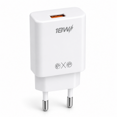 EXE 18W Hızlı Şarj Adaptörü USB-A Ev Tipi Şarj Aleti Beyaz