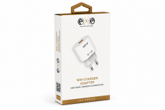 EXE 18W Hızlı Şarj Adaptörü USB-A Ev Tipi Şarj Aleti Beyaz