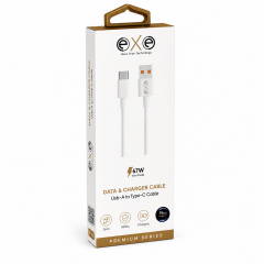 EXE 67W USB-A to Type-C Hızlı Şarj ve Data Kablosu Beyaz