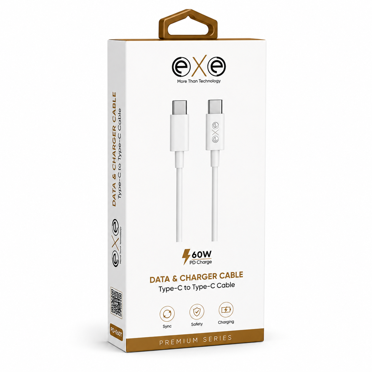 EXE 60W PD Type-C to Type-C Hızlı Şarj Kablosu Beyaz