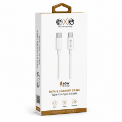 EXE 60W PD Type-C to Type-C Hızlı Şarj Kablosu Beyaz