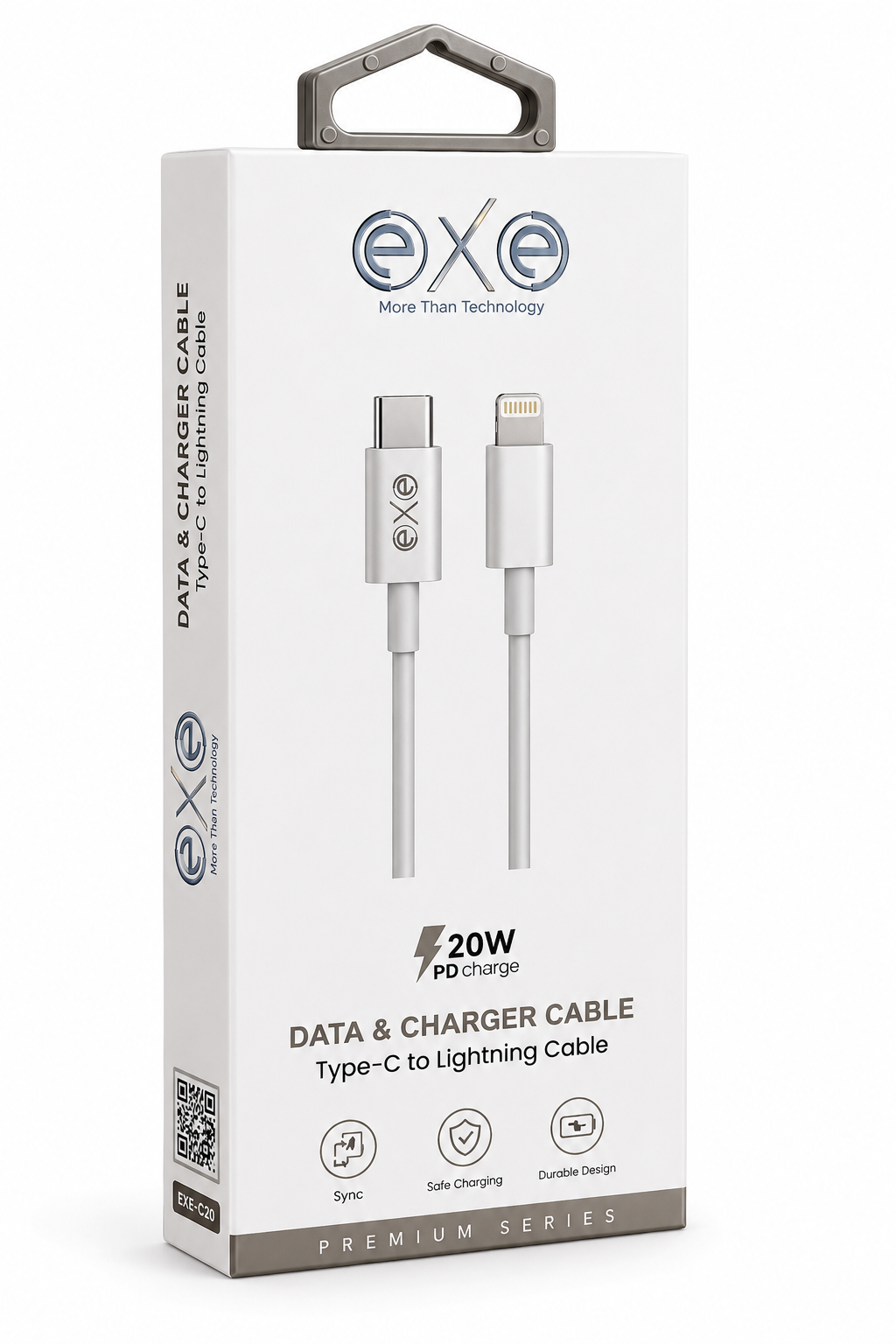 EXE 60W PD Type-C to Lightning Hızlı Şarj ve Data Kablosu Beyaz
