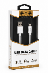 EXE Lightning Hızlı Şarj ve Data Kablosu 3A 1 Metre Beyaz
