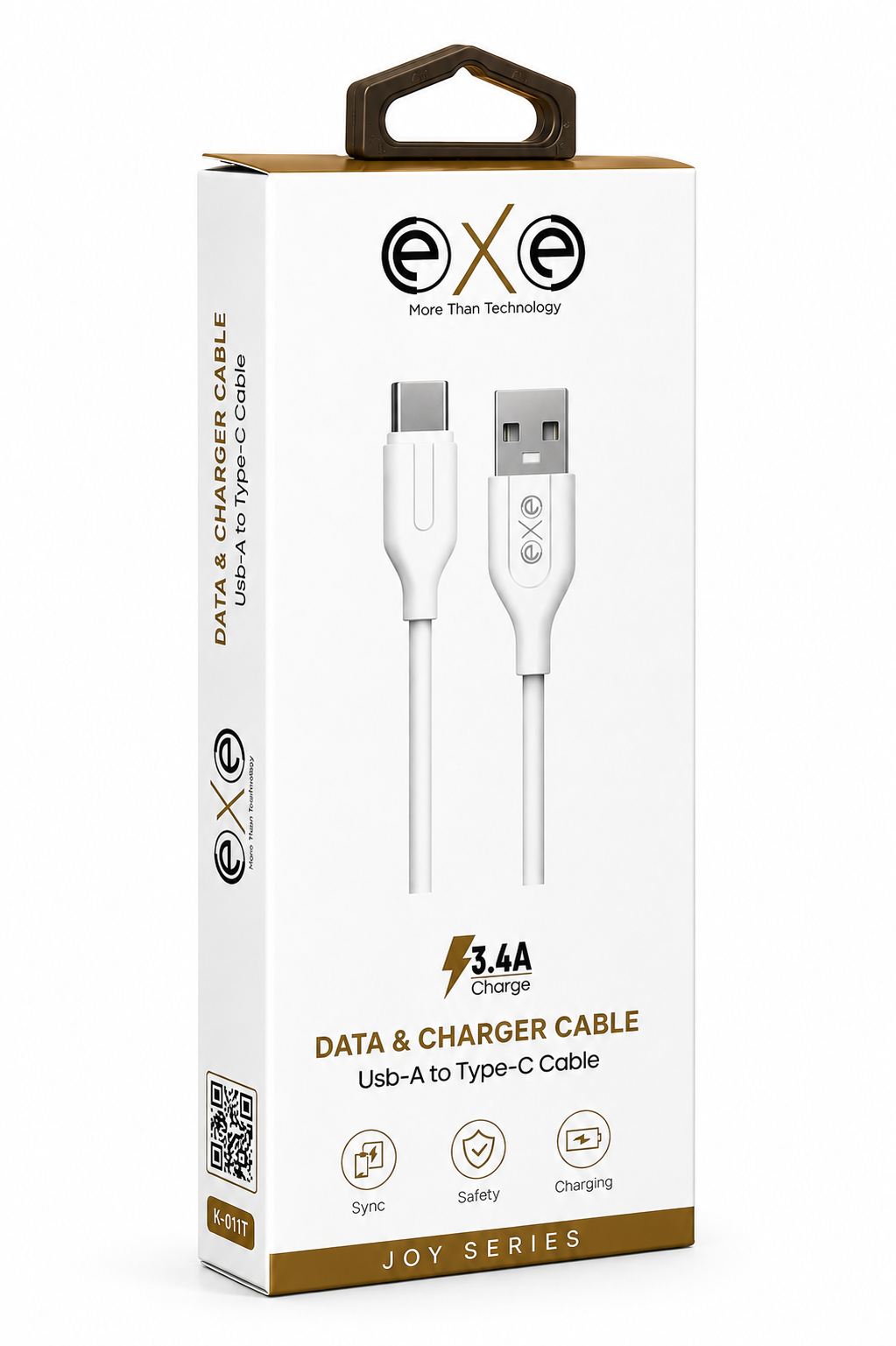 EXE Type-C Hızlı Şarj ve Data Kablosu 3.4A Beyaz