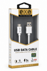EXE Micro USB Hızlı Şarj ve Data Kablosu 3A 2 Metre Beyaz