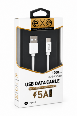 EXE 5A Süper Hızlı Şarj ve Veri Aktarım Kablosu USB-A to Type-C 1 Metre