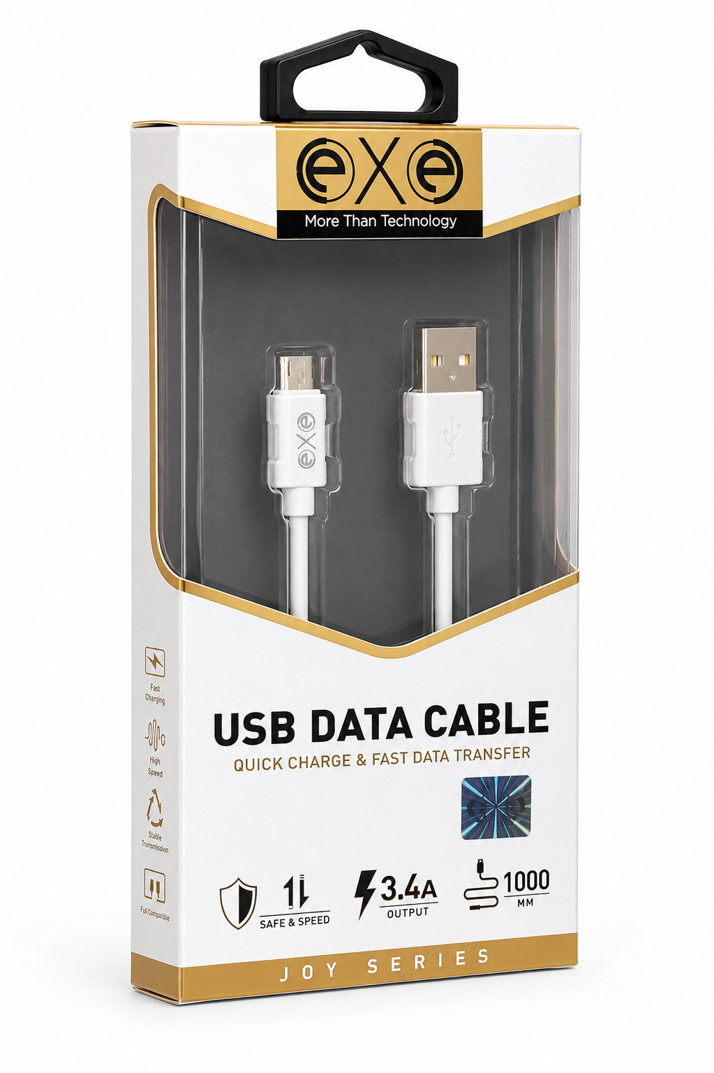 EXE Micro USB Hızlı Şarj ve Data Kablosu 3A 1 Metre Beyaz