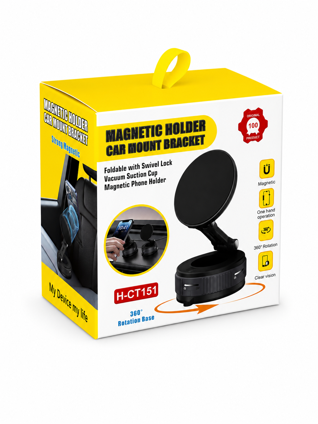 EXE One Touch Universal Araç İçi Telefon Tutucu 360° Döner Cam ve Torpido Uyumlu