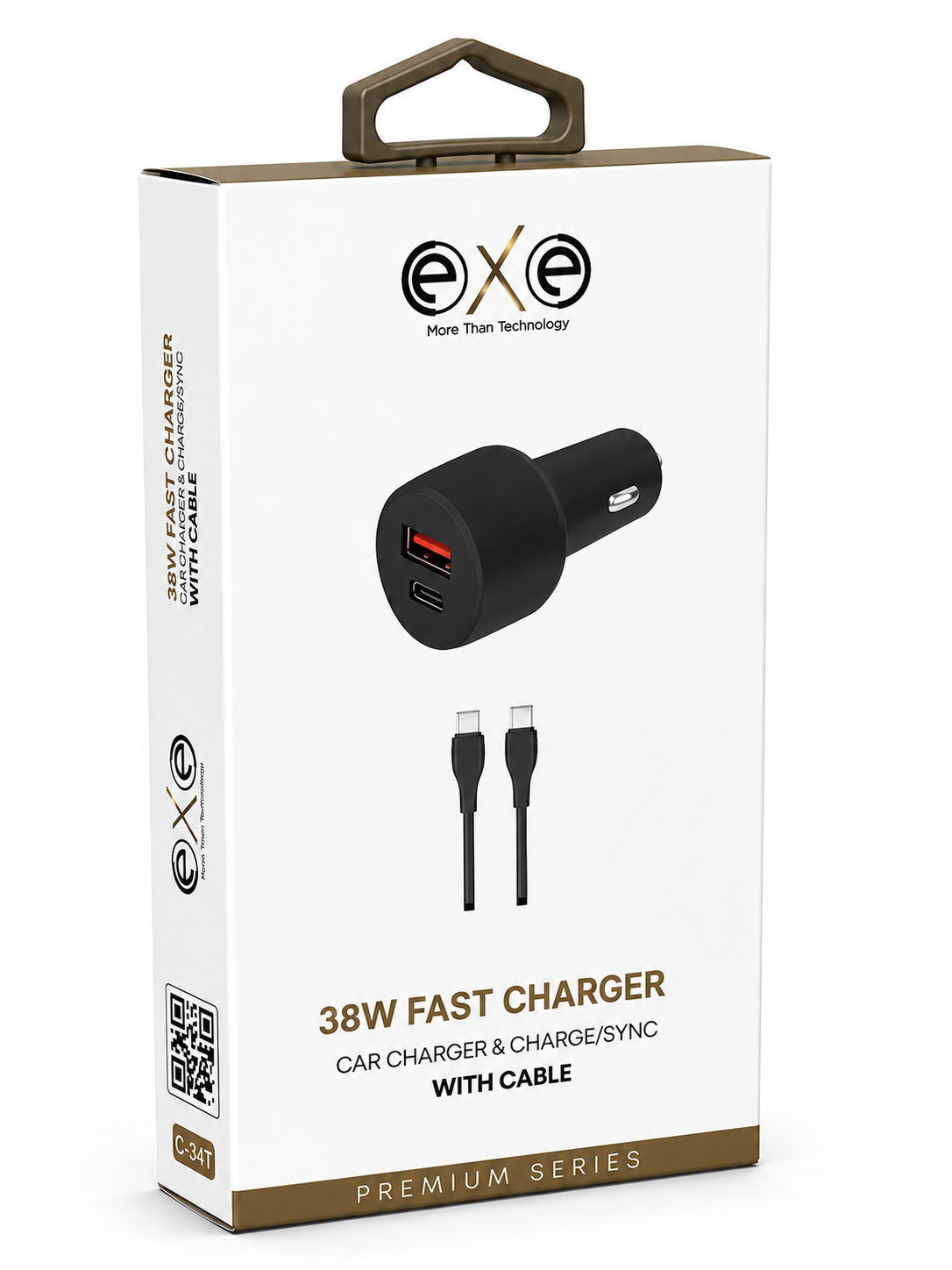 EXE 38W Hızlı Araç Şarj Cihazı Type-C Kablolu