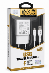 EXE E-307 2.1A USB Seyahat Şarj Adaptörü Micro USB Kablolu
