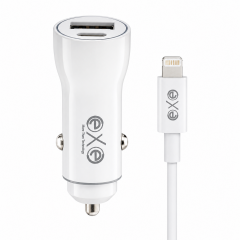 EXE QC3.0 PD 18W Hızlı Araç Şarj Cihazı Lightning Kablolu